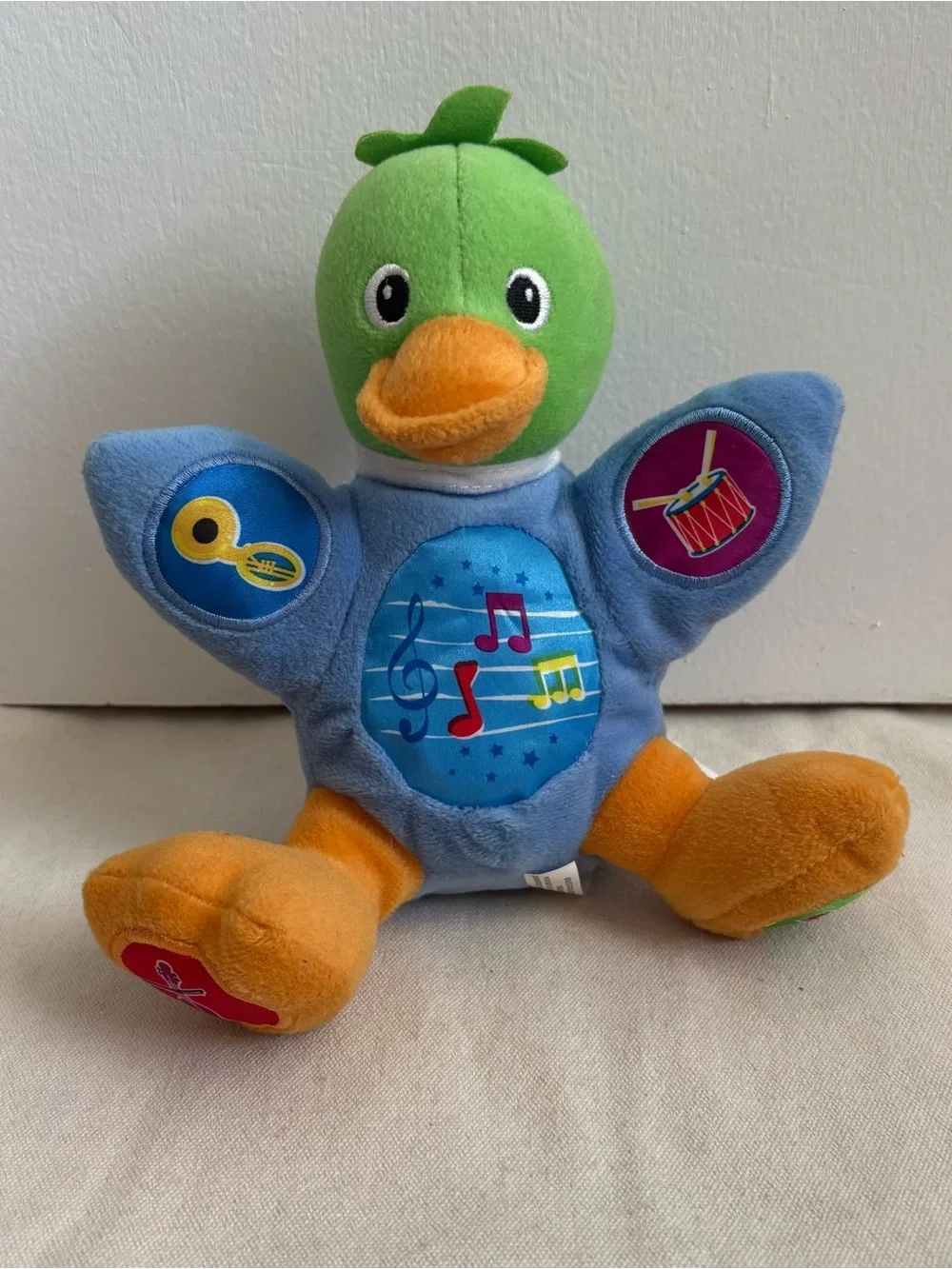Baby Einstein Musical Duck Plush Baby Toy Blue/Green/Orange WORKS